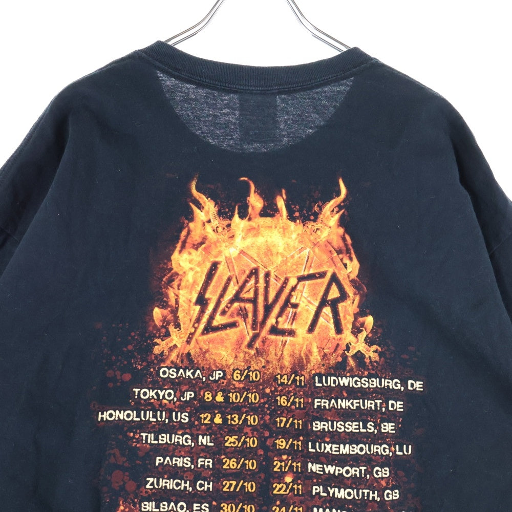 NO BRAND(ノーブランド) SLAYER スレイヤー 両面プリント クルーネック半袖Tシャツ ブラック