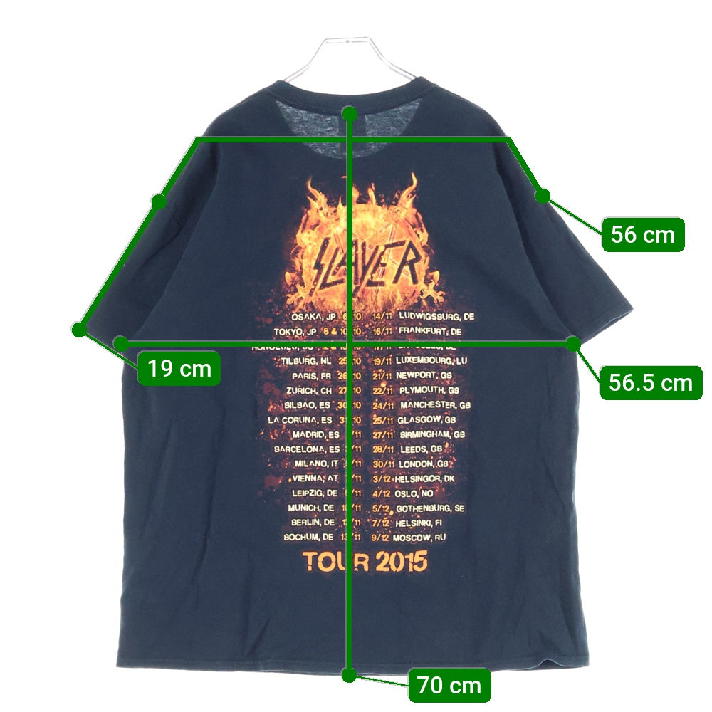 NO BRAND(ノーブランド) SLAYER スレイヤー 両面プリント クルーネック半袖Tシャツ ブラック