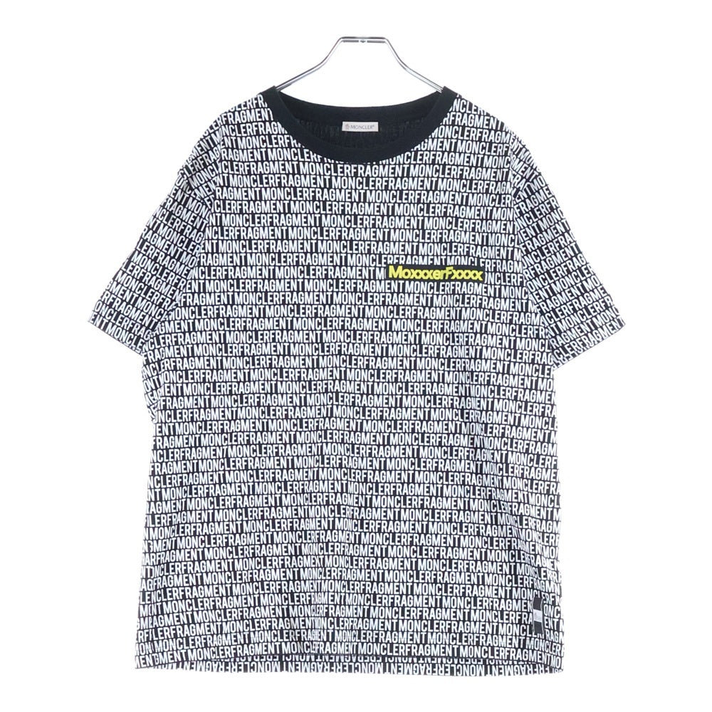 MONCLER(モンクレール) ロゴパッチ 総柄 クルーネック半袖Tシャツカットソー ホワイト E109U8000650 8391Q