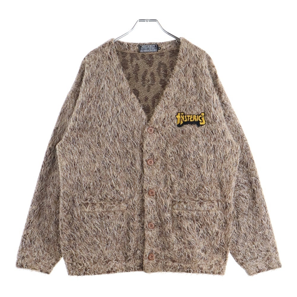 HYSTERIC GLAMOUR(ヒステリックグラマー) HYSTERIC LOGO刺繍 モヘア カーディガン 02243CD02 ブラウン