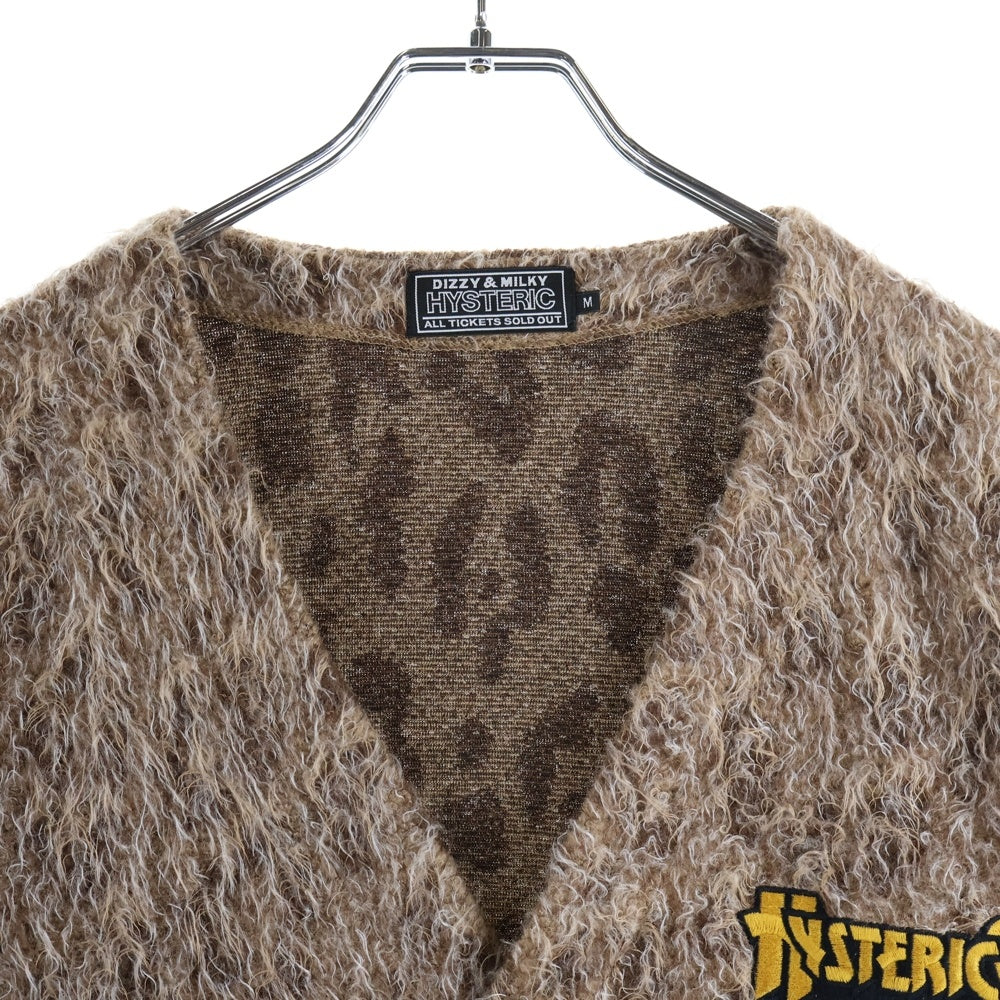 HYSTERIC GLAMOUR(ヒステリックグラマー) HYSTERIC LOGO刺繍 モヘア カーディガン 02243CD02 ブラウン