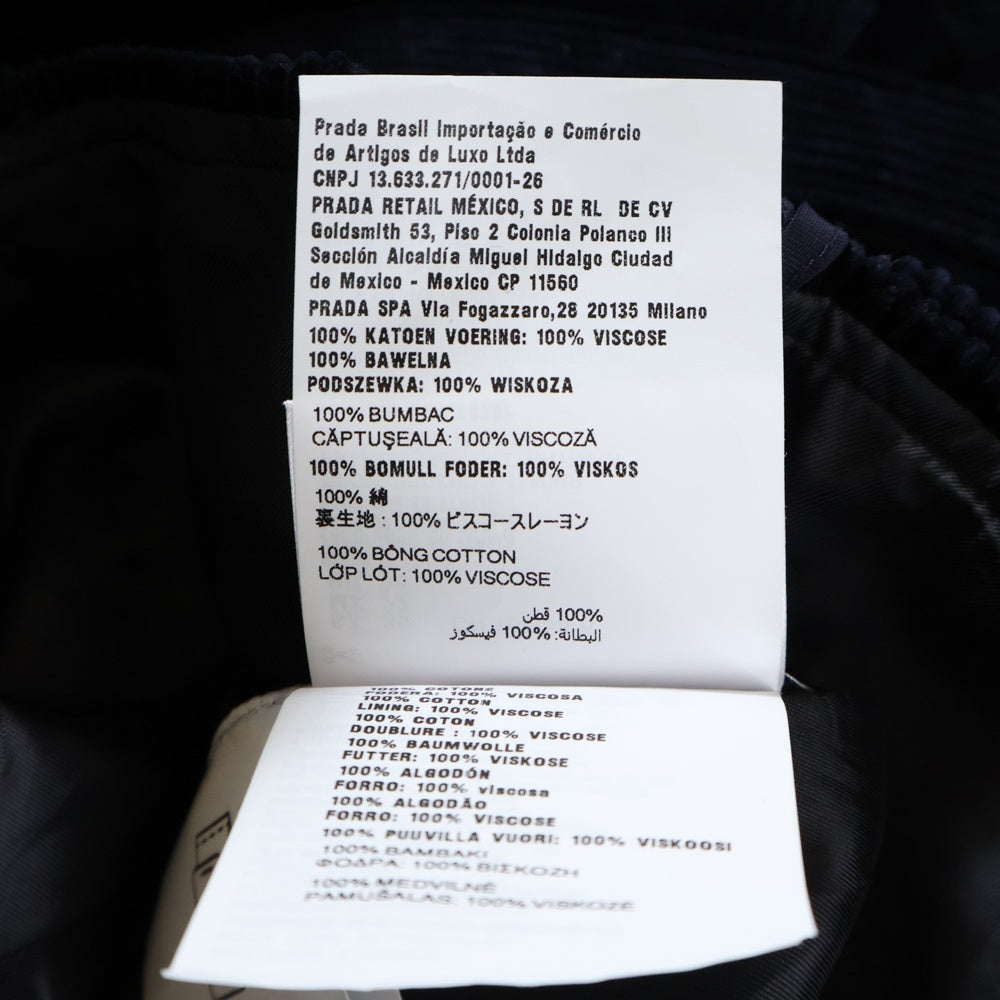 miumiu(ミュウミュウ) 胸ロゴ コーデュロイ ブルゾンジャケット ロゴバックル ミニスカート セットアップ ネイビー レディース