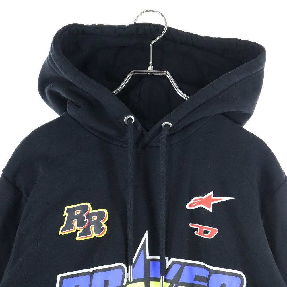 DIESEL(ディーゼル) ×アルパインスターズ ロゴプリント プルオーバーパーカー ブラック