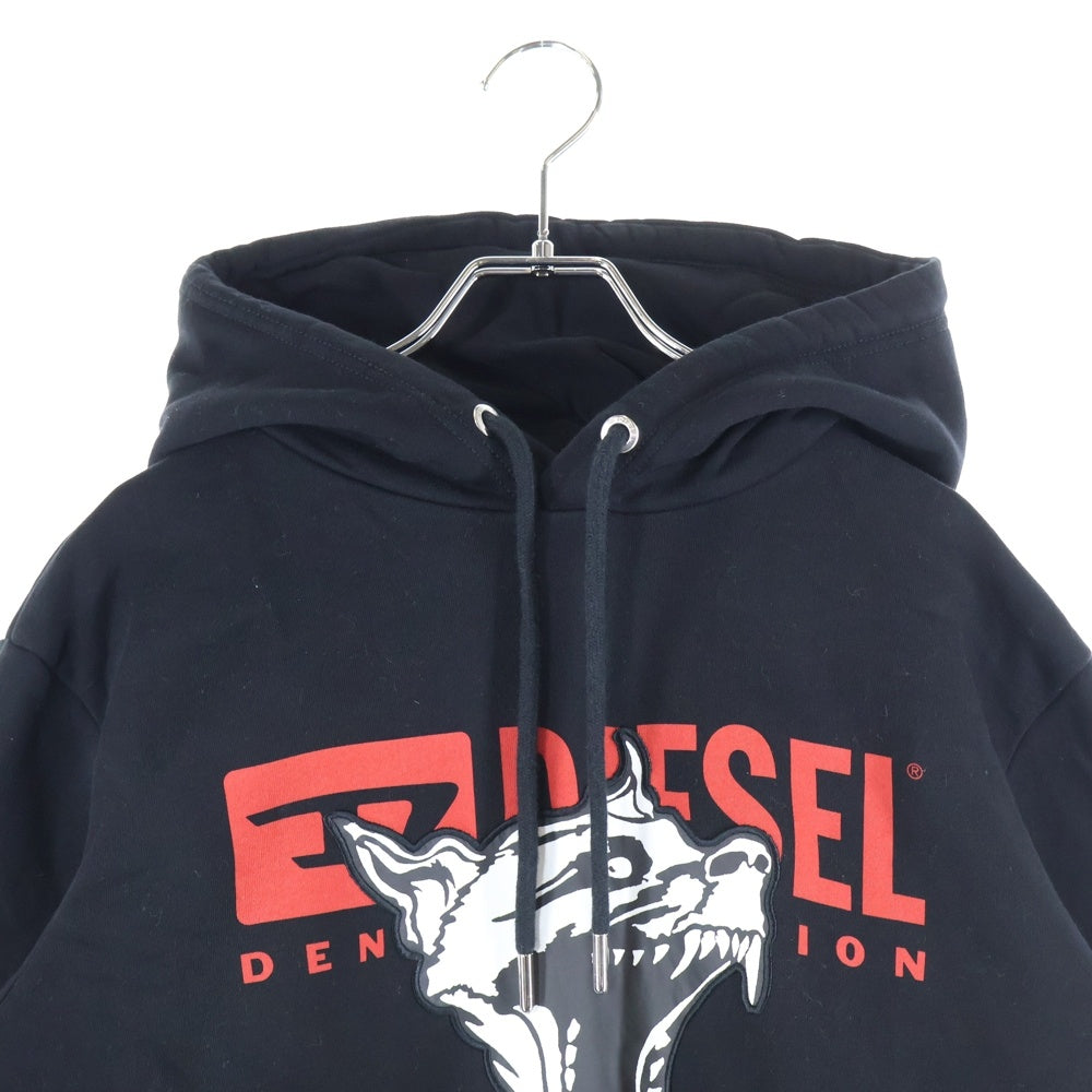 DIESEL(ディーゼル) アニマルプリント プルオーバーパーカー ブラック