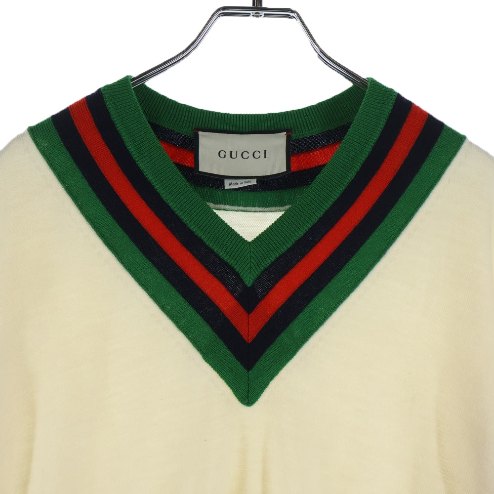 GUCCI(グッチ) V-neck wool sweater ブイネック ウールセーター 576802 XKAUK ホワイト