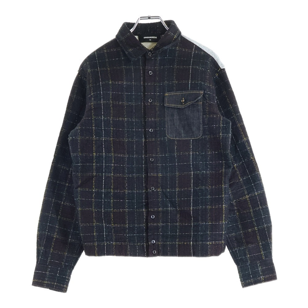 DSQUARED2(ディースクエアード) スウェットドッキング チェック柄 長袖シャツ ブラウン 74DL079744312