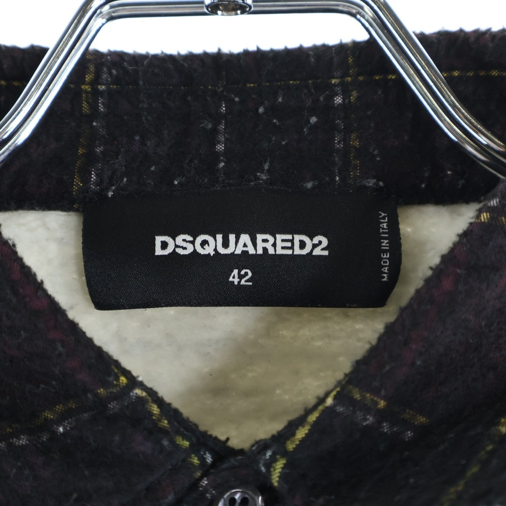 DSQUARED2(ディースクエアード) スウェットドッキング チェック柄 長袖シャツ ブラウン 74DL079744312