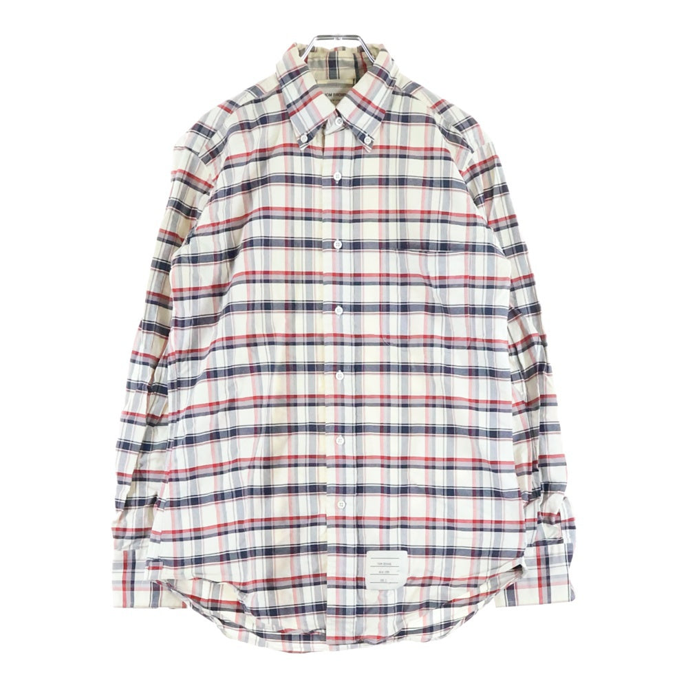 THOM BROWNE(トムブラウン) ボタンダウン チェック柄 長袖シャツ 01111A4013 ホワイト