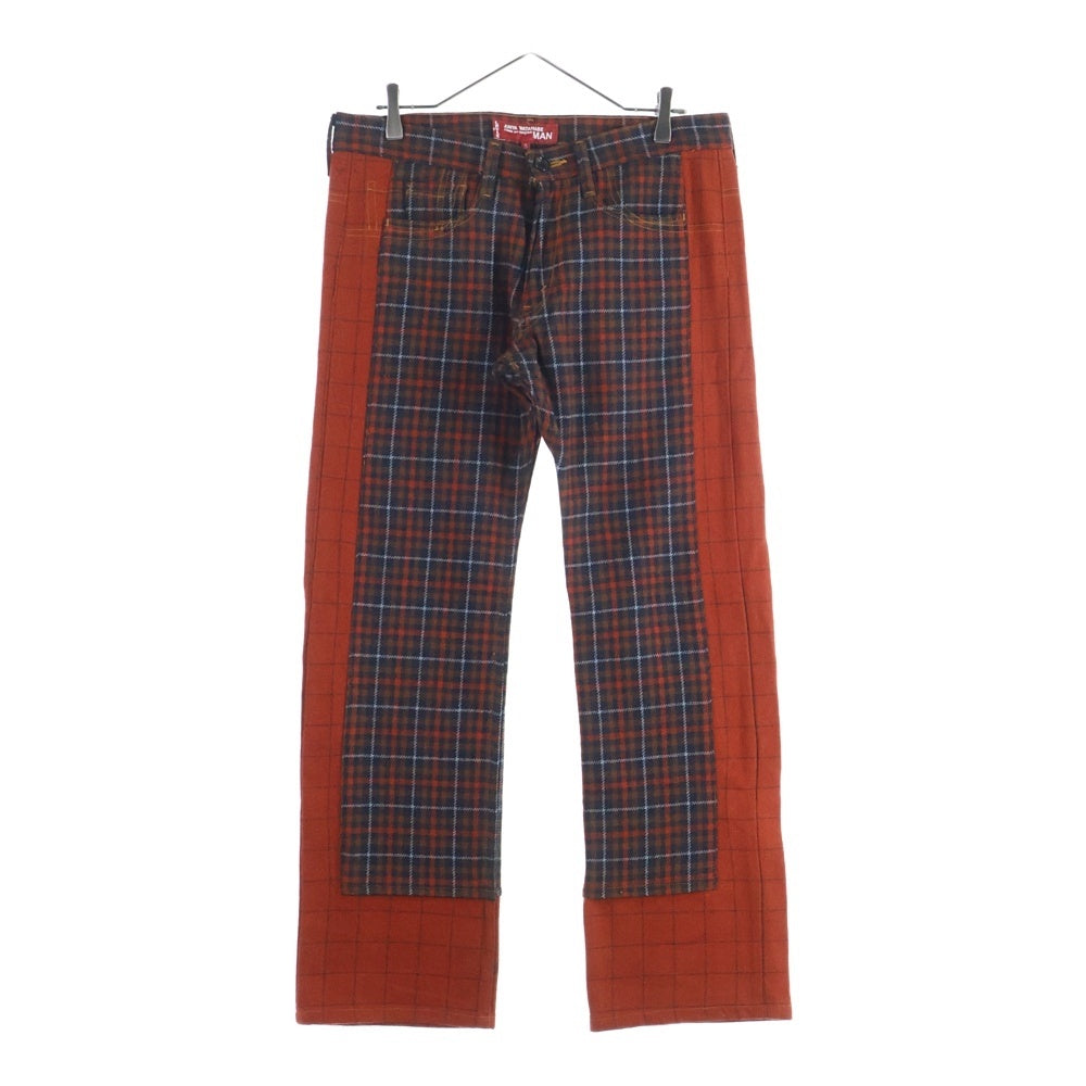 COMME des GARCONS JUNYA WATANABE MAN(コムデギャルソンジュンヤワタナベマン) 02AW ×Levis Reconstructed Plaid Pants 再構築 チェック柄 パンツ WG-P031 オレンジ