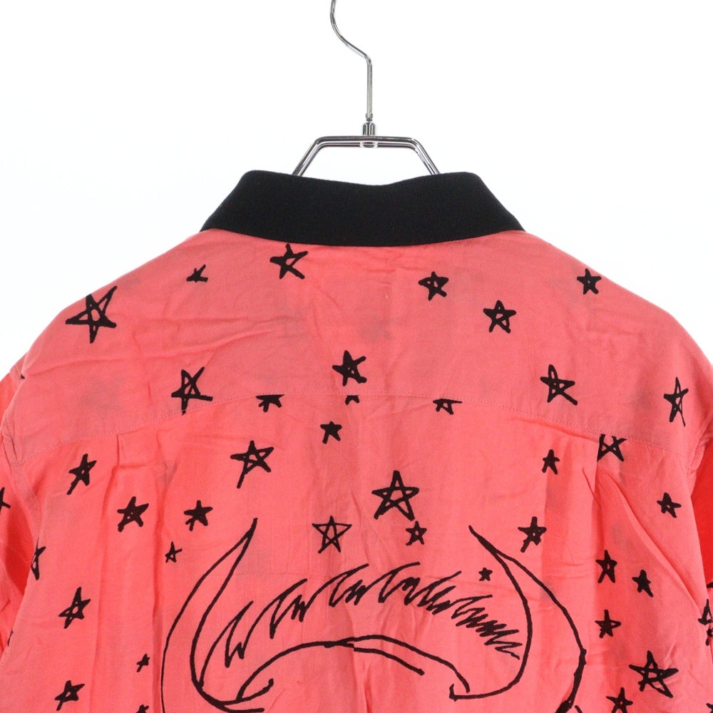 SUPREME(シュプリーム) 18SS Devil Rayon Shirt デビルプリント オープンカラー 半袖シャツ ピンク