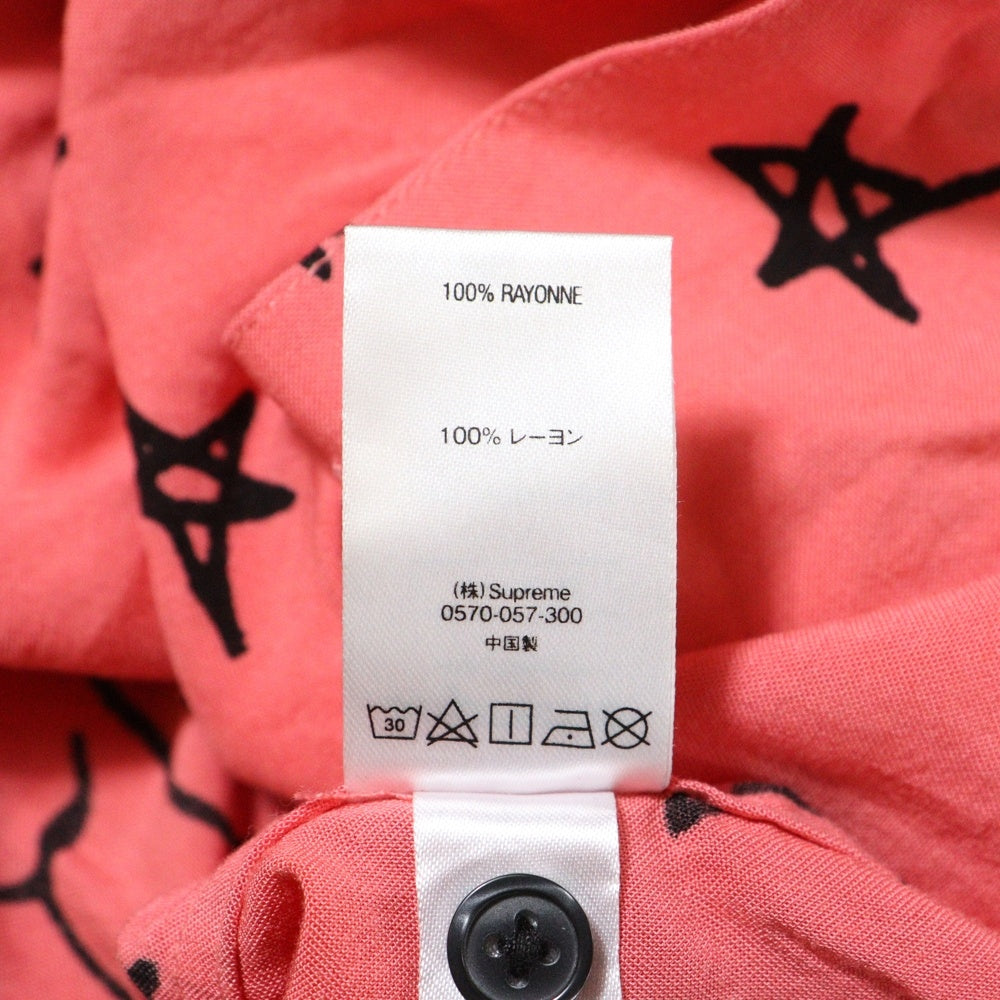 SUPREME(シュプリーム) 18SS Devil Rayon Shirt デビルプリント オープンカラー 半袖シャツ ピンク