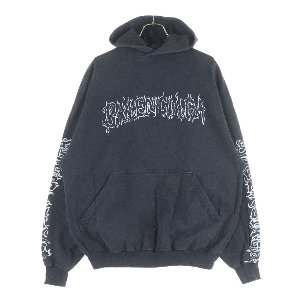 BALENCIAGA(バレンシアガ) METAL OUTLINE HOODIE メタルアウトラインフーディ プルオーバーパーカー ブラック 739024 TPV04 レディース