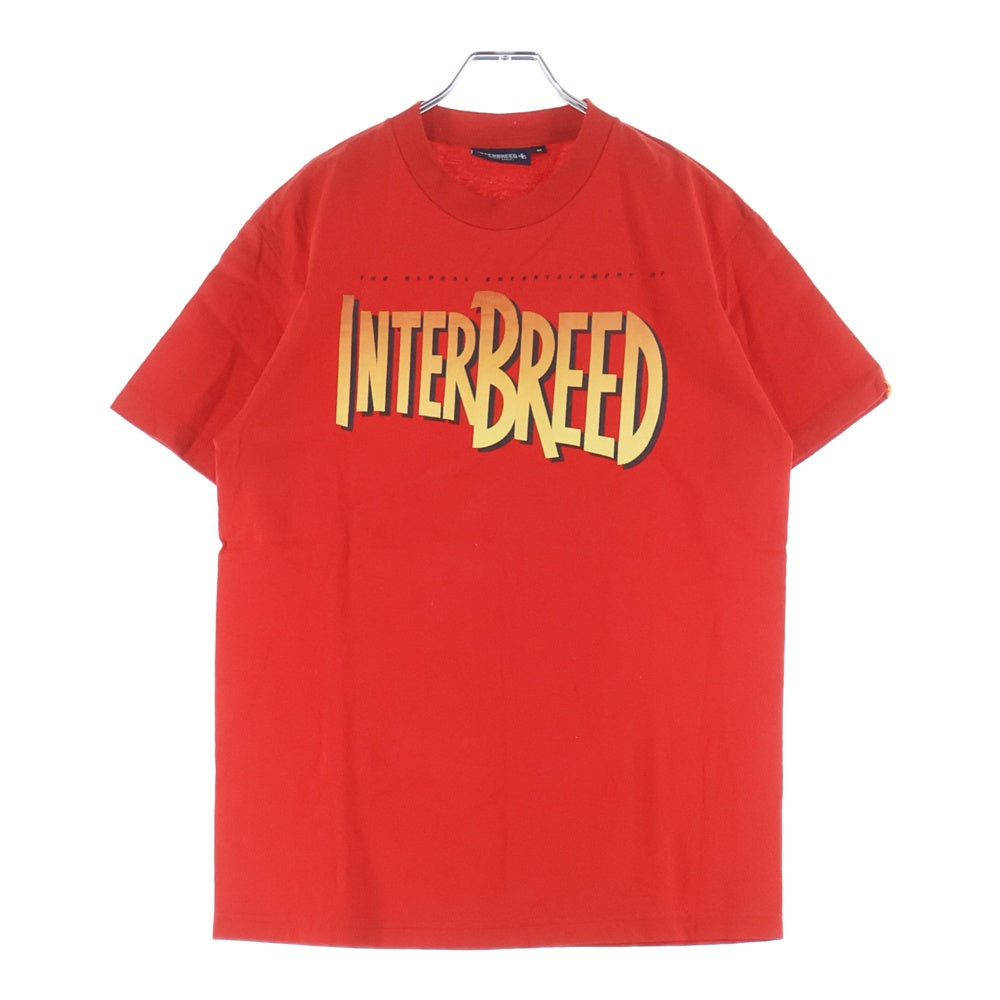 NO BRAND(ノーブランド) INTER BREED フロントプリント クルーネック半袖Tシャツ レッド