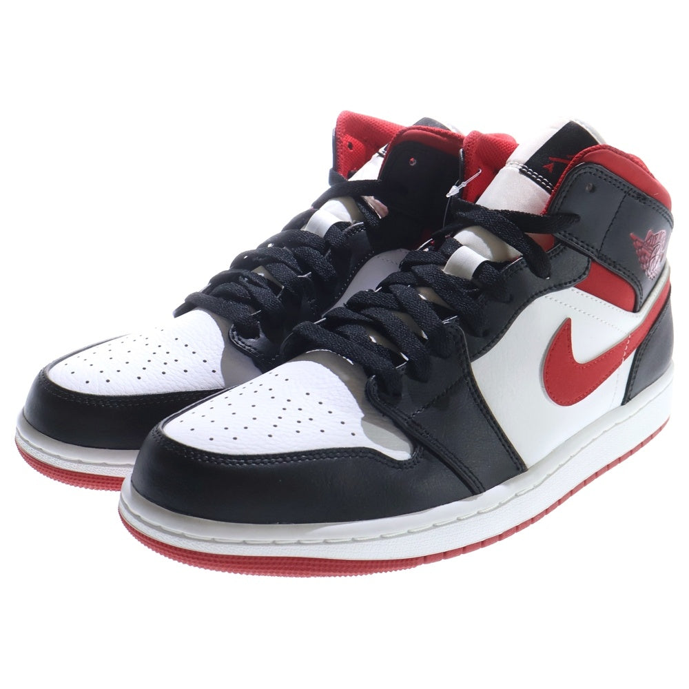 NIKE(ナイキ) AIR JORDAN 1 MID エアジョーダン1 ミッドカットスニーカー ホワイト/ブラック/レッド US10.5/28.5cm 554724-122