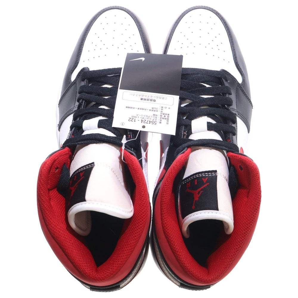 NIKE(ナイキ) AIR JORDAN 1 MID エアジョーダン1 ミッドカットスニーカー ホワイト/ブラック/レッド US10.5/28.5cm 554724-122