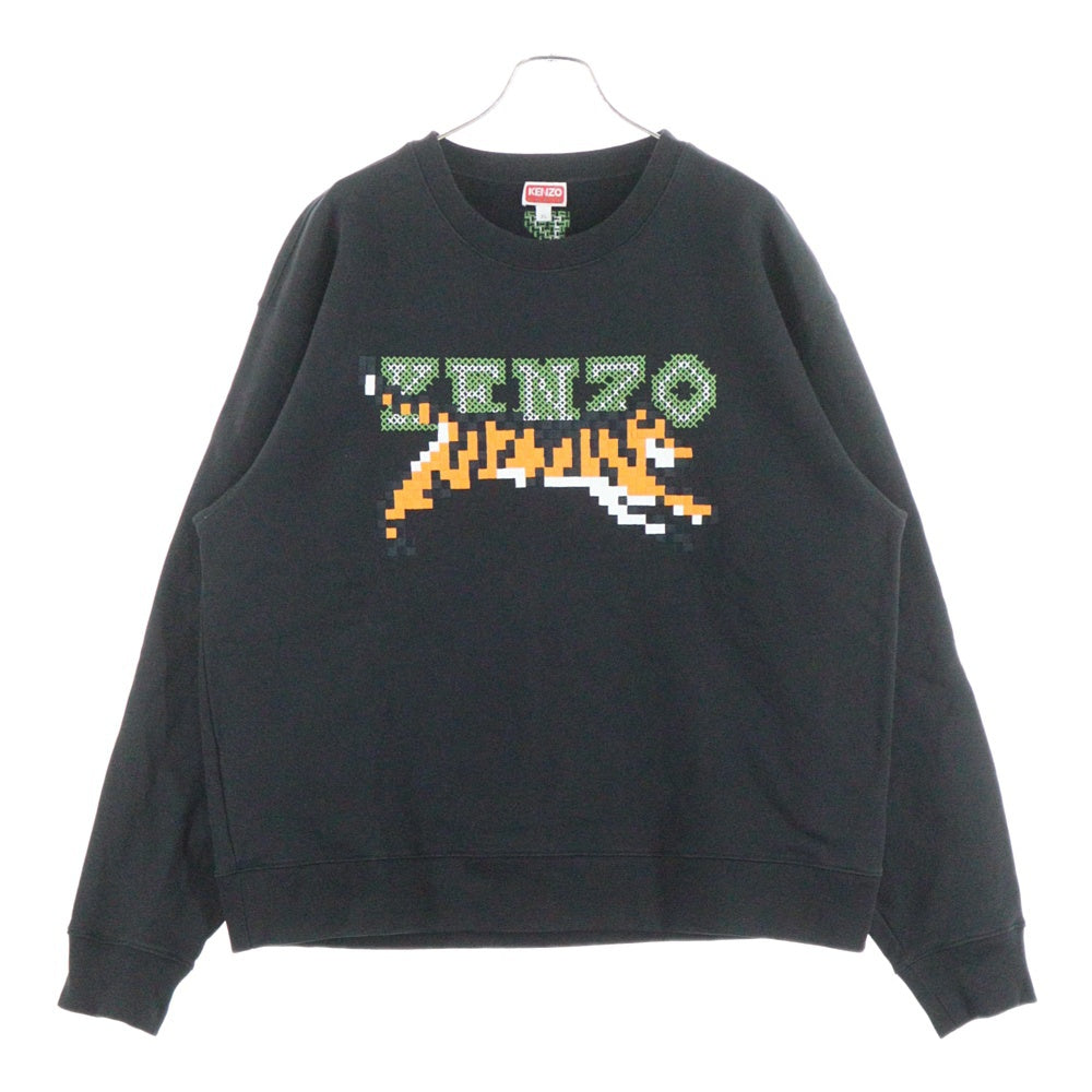 KENZO(ケンゾー) 23SS PIXEL TIGER CREW NECK SWEAT ピクセルタイガー クルーネック スウェットトレーナー ブラック FD55SW5004ME