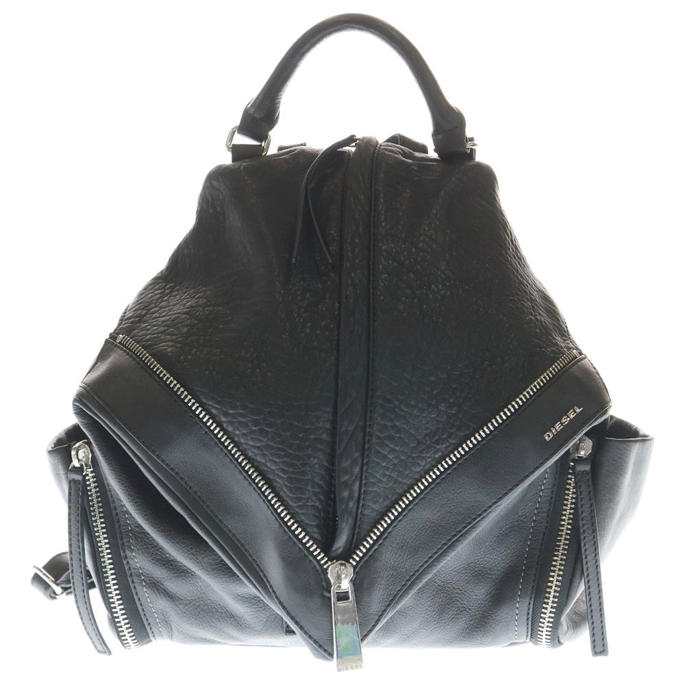 DIESEL(ディーゼル) センタージップ レザーバックパック バッグ ブラック レディース
