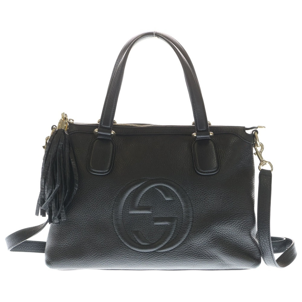 GUCCI(グッチ) 2WAY ソーホー インターロッキング タッセルフリンジ ハンドバッグ ショルダーバッグ 308362 ブラック レディース