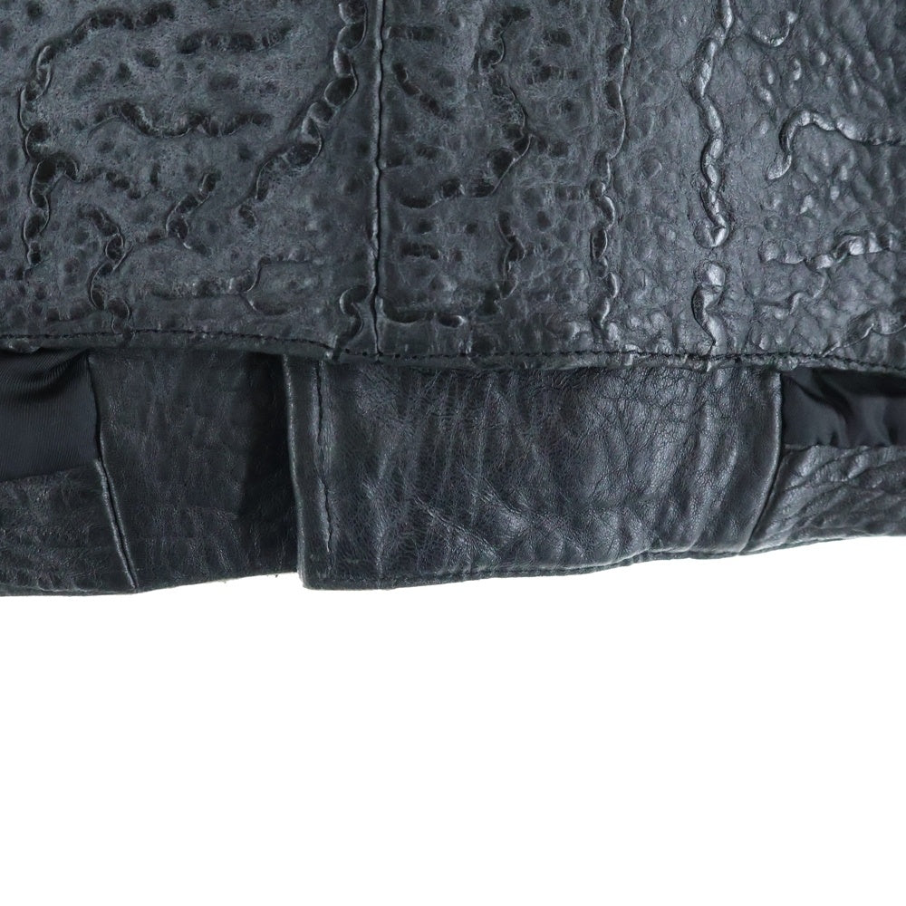 DIESEL BLACK GOLD(ディーゼルブラックゴールド) 絞り加工 ジップアップ レザーベスト ジャケット IT008709 ブラック レディース