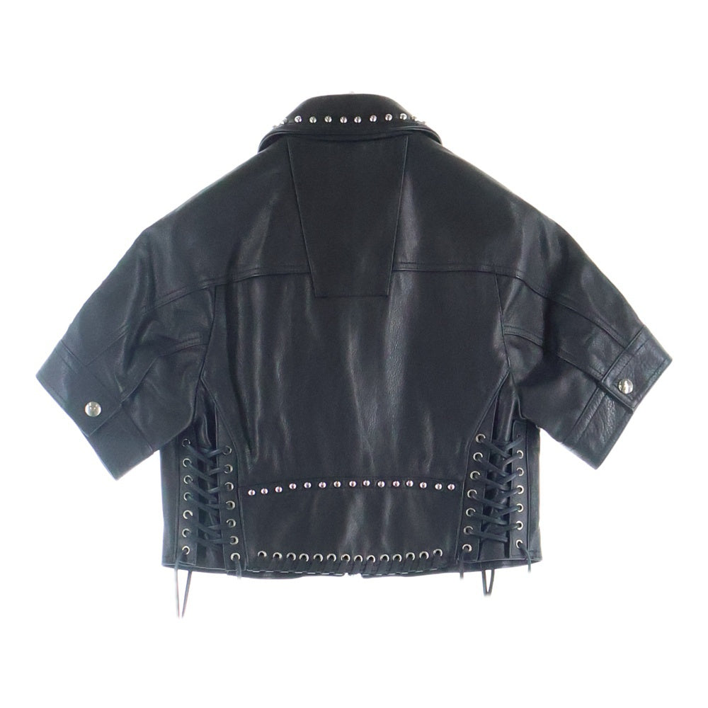 DIESEL BLACK GOLD(ディーゼルブラックゴールド) グロメット スタッズ ショートスリーブ レザージャケット 17001443 ブラック レディース