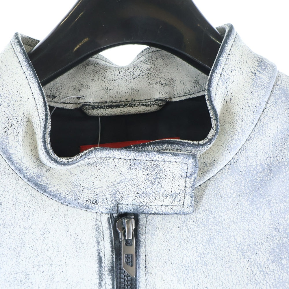 DIESEL(ディーゼル) L-YRIC ラムレザー ライダースジャケット 17001443 ホワイト レディース