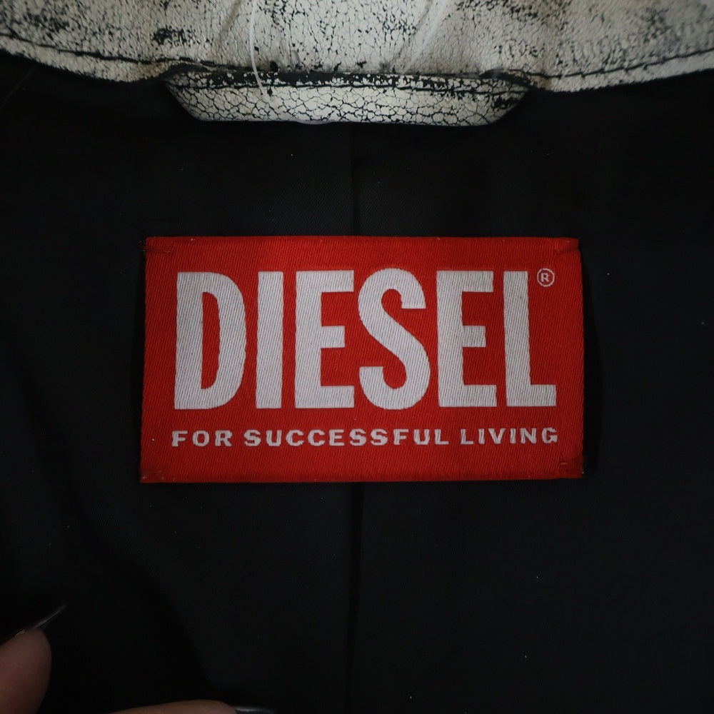 DIESEL(ディーゼル) L-YRIC ラムレザー ライダースジャケット 17001443 ホワイト レディース