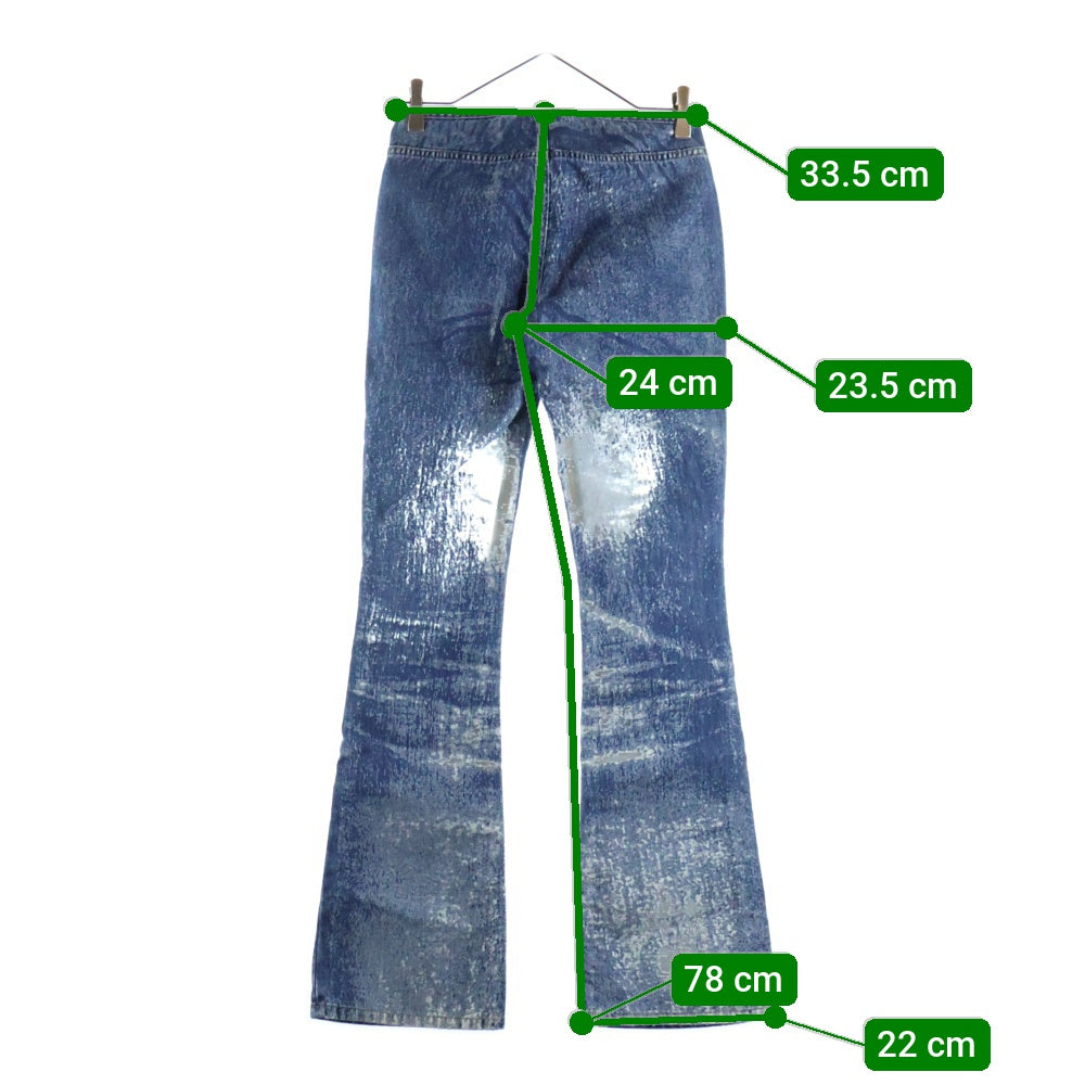 DIESEL(ディーゼル) D-SHARK-FSD2 ダメージ加工 シースルー フレアデニムパンツ 068JH インディゴ レディース