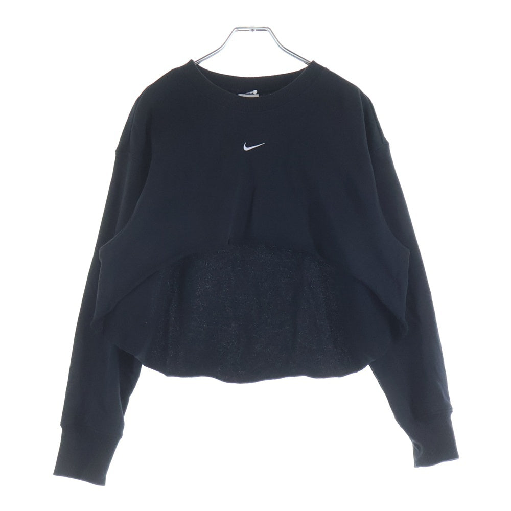 NIKE(ナイキ) NSW DIM フリース FT L/S クロップ クルー トップ スウェットシャツ トレーナー FB8265-010 ブラック レディース