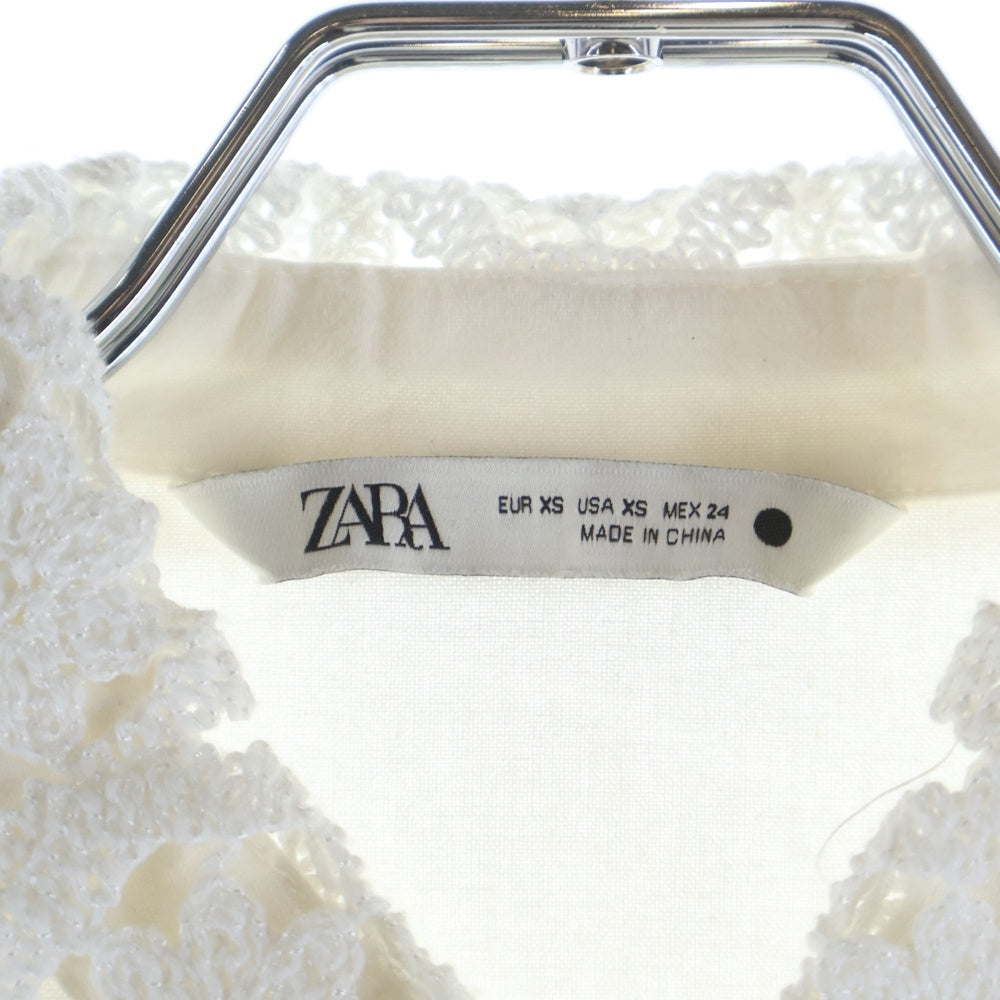 ZARA(ザラ) レース装飾 長袖シャツ ホワイト レディース