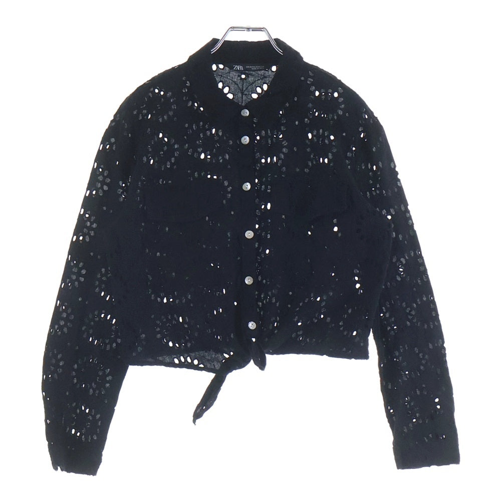 ZARA(ザラ) シースルー フローラル 長袖シャツ ブラック レディース