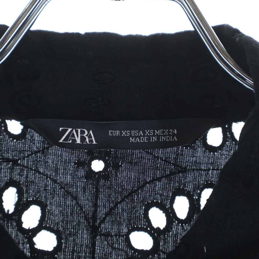 ZARA(ザラ) シースルー フローラル 長袖シャツ ブラック レディース