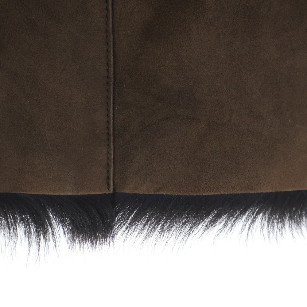 BURBERRY BLUE LABEL(バーバリーブルーレーベル) リアルファー レザーミニスカート FO500-999 ブラウン レディース