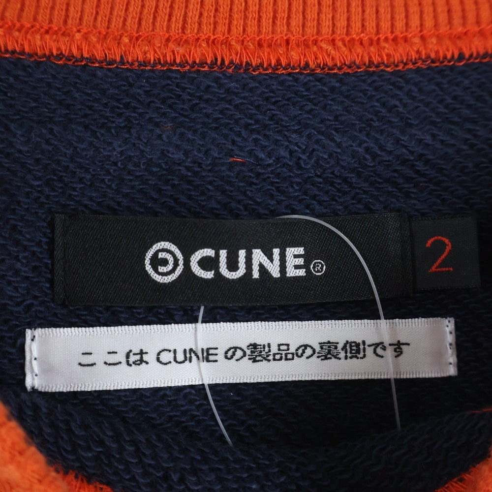 CUNE(キューン) フロントロゴ フーディプルオーバーパーカー BKFHD01NVY オレンジ/ネイビー レディース