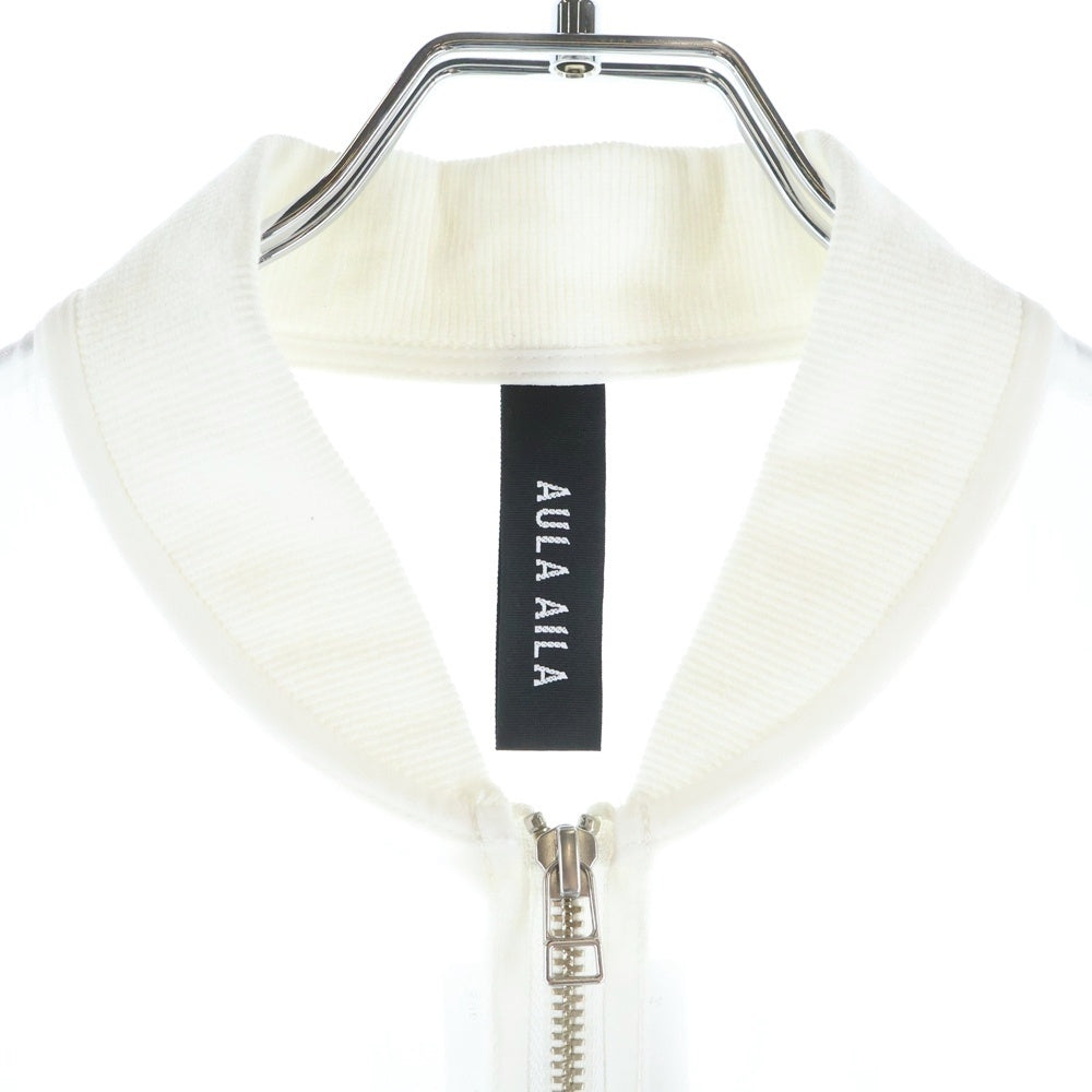 AULA AILA(アウラアイラ) シースルー デニム切り替えし ジップアップダウンジャケット 1242‐02002 ホワイト レディース