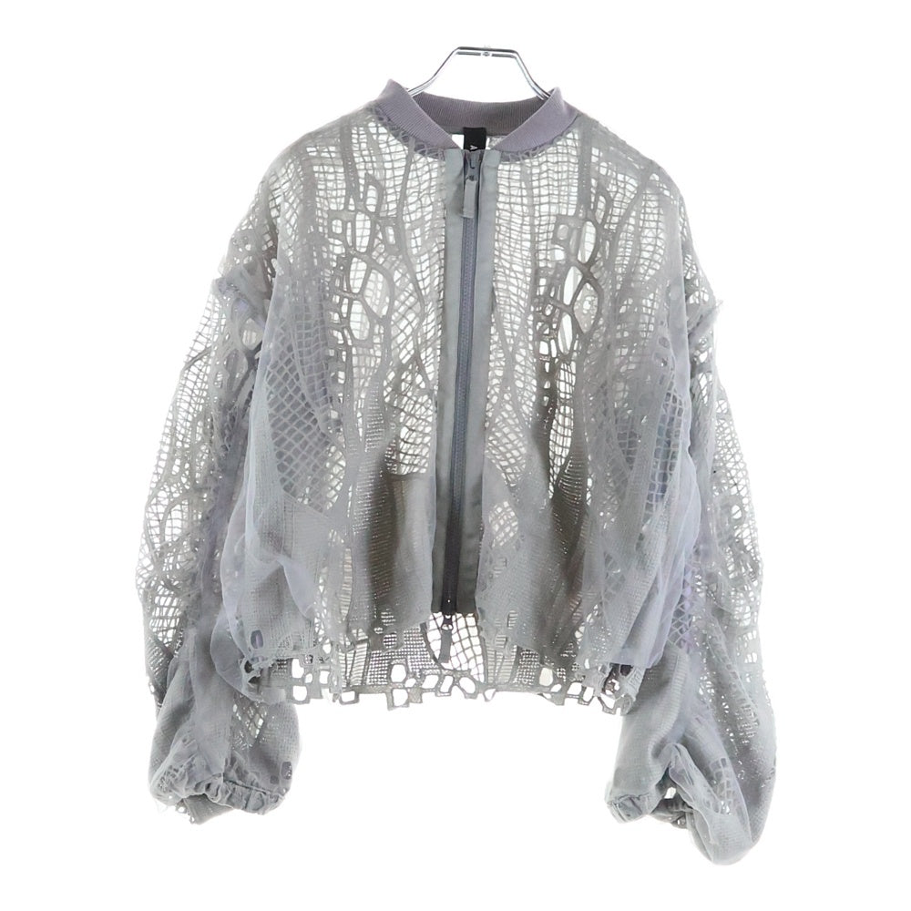 AULA AILA(アウラアイラ) フローラル刺繍 シースルー ジップアップブルゾン 1211‐02042 グレー レディース