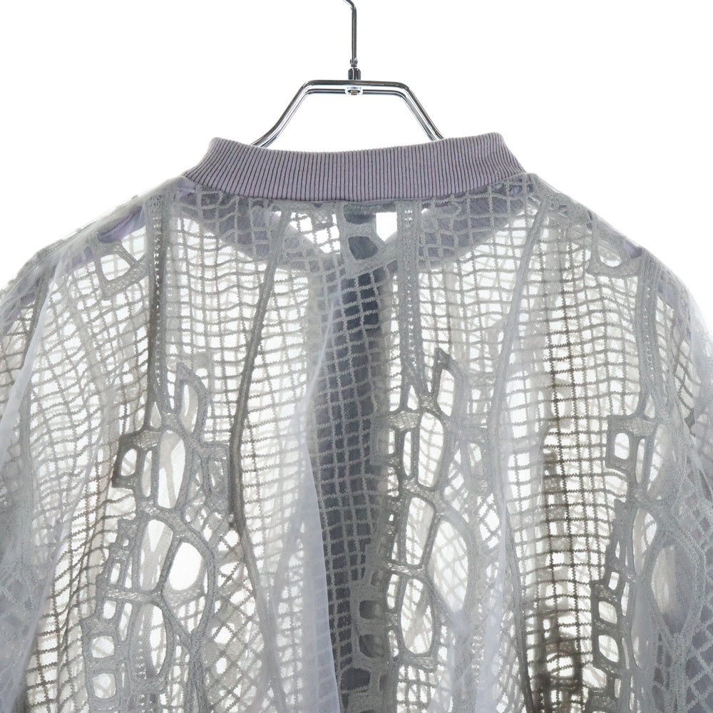 AULA AILA(アウラアイラ) フローラル刺繍 シースルー ジップアップブルゾン 1211‐02042 グレー レディース