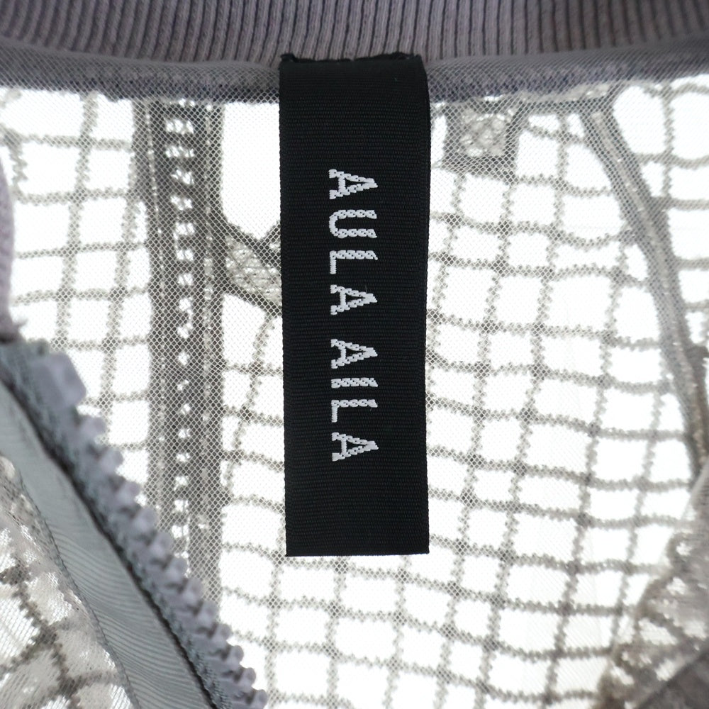 AULA AILA(アウラアイラ) フローラル刺繍 シースルー ジップアップブルゾン 1211‐02042 グレー レディース