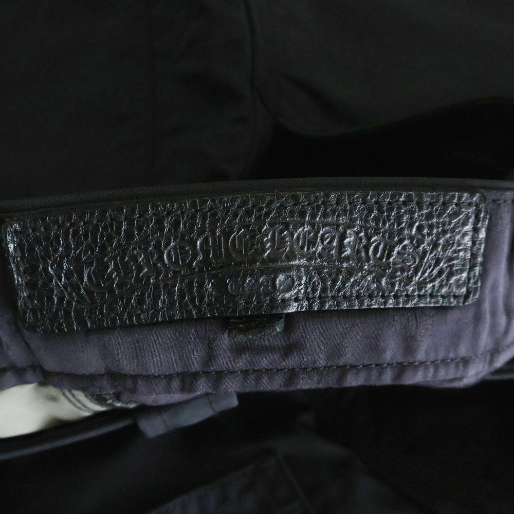 CHROME HEARTS(クロムハーツ) CARPENTER クロスパッチ付きレザー切替ナイロンカーペンターハーフパンツ ネイビー/ブラック