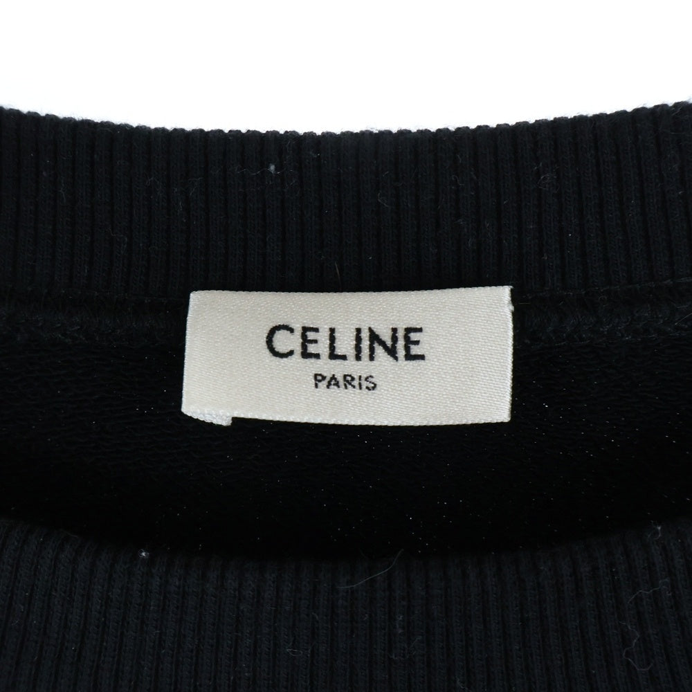 CELINE(セリーヌ) カレッジロゴ フロッキープリント クルーネックスウェットトレーナー ブラック RY030670Q.38AW