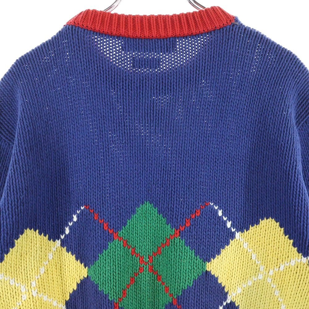 POLO RALPH LAUREN(ポロラルフローレン) 90s ARGYLE COTTON KNIT SWEATER アーガイル ニットセーター ブルー