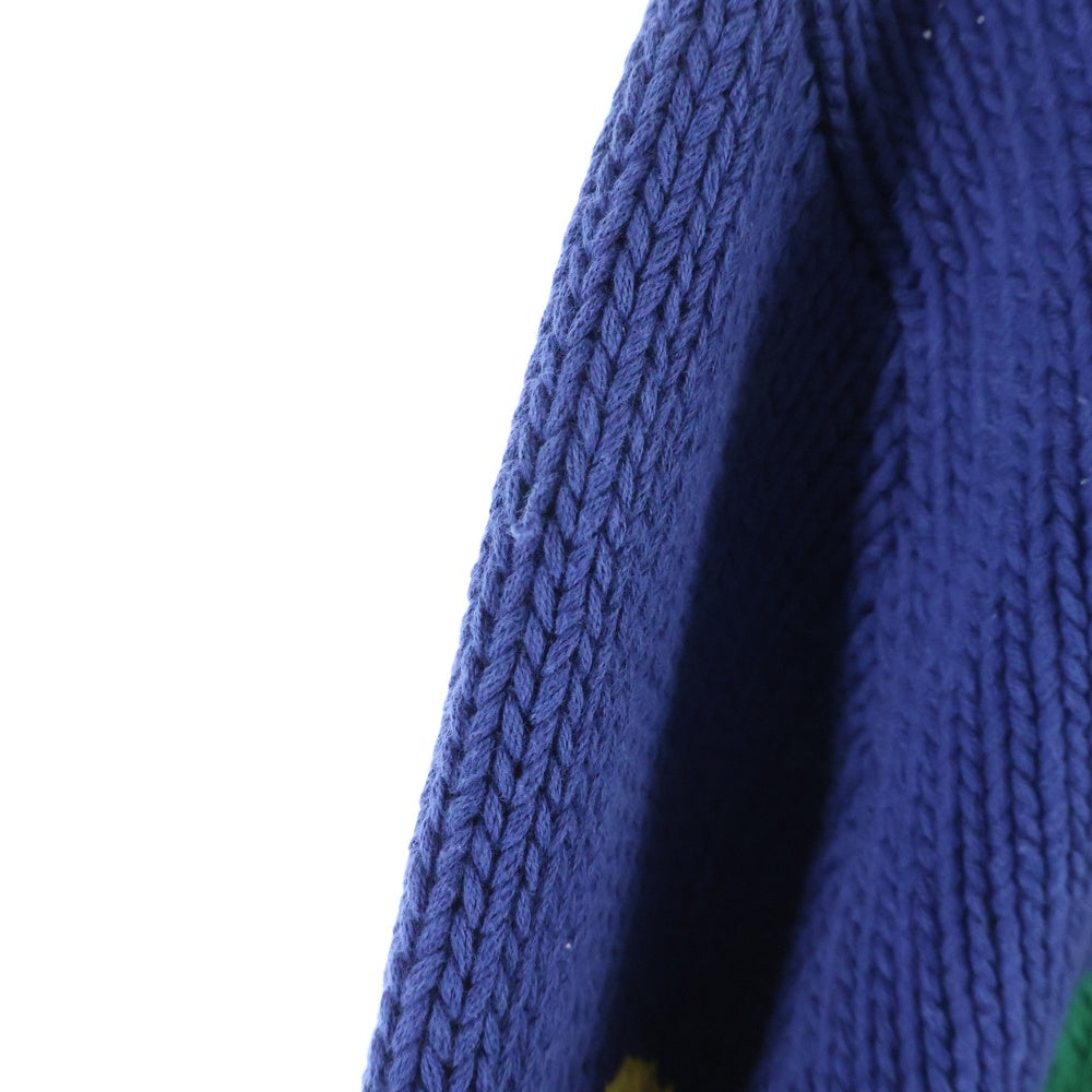 POLO RALPH LAUREN(ポロラルフローレン) 90s ARGYLE COTTON KNIT SWEATER アーガイル ニットセーター ブルー