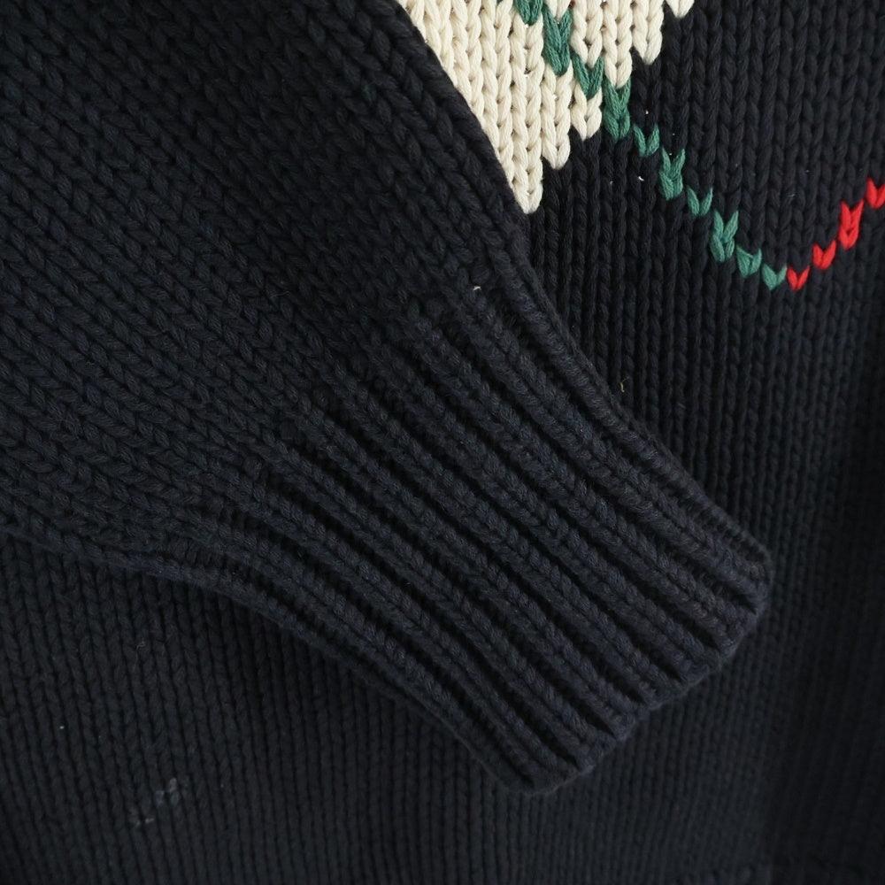 POLO RALPH LAUREN(ポロラルフローレン) 90s ARGYLE COTTON KNIT SWEATER アーガイル ニットセーター ブラック