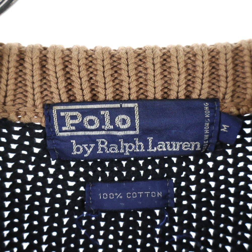 POLO RALPH LAUREN(ポロラルフローレン) 90s ARGYLE COTTON KNIT SWEATER アーガイル ニットセーター ブラック