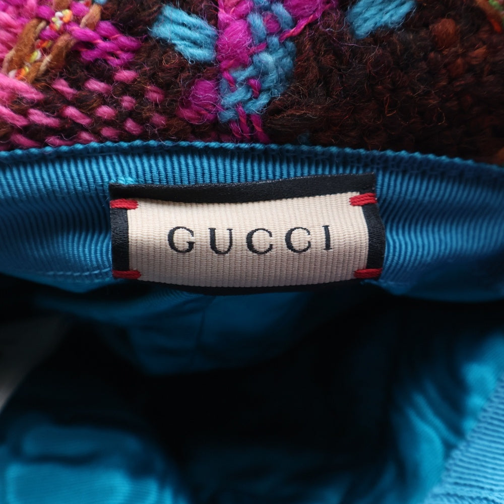 GUCCI(グッチ) checked tweed bucket hat チェックツイード バケットハット マルチ 728469 レディース