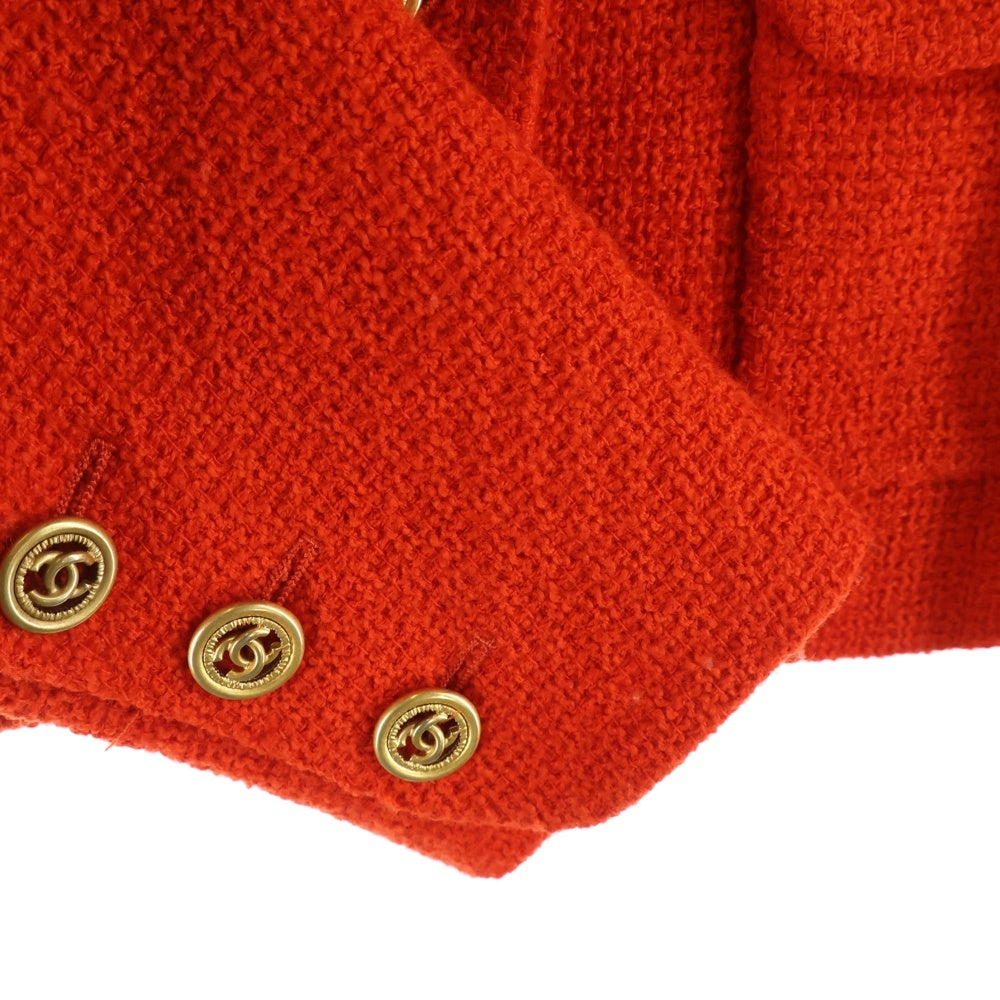 シャネル　オレンジ ツイード テーラードジャケット CHANEL(シャネル) ココマークボタン テーラードジャケット ツイード