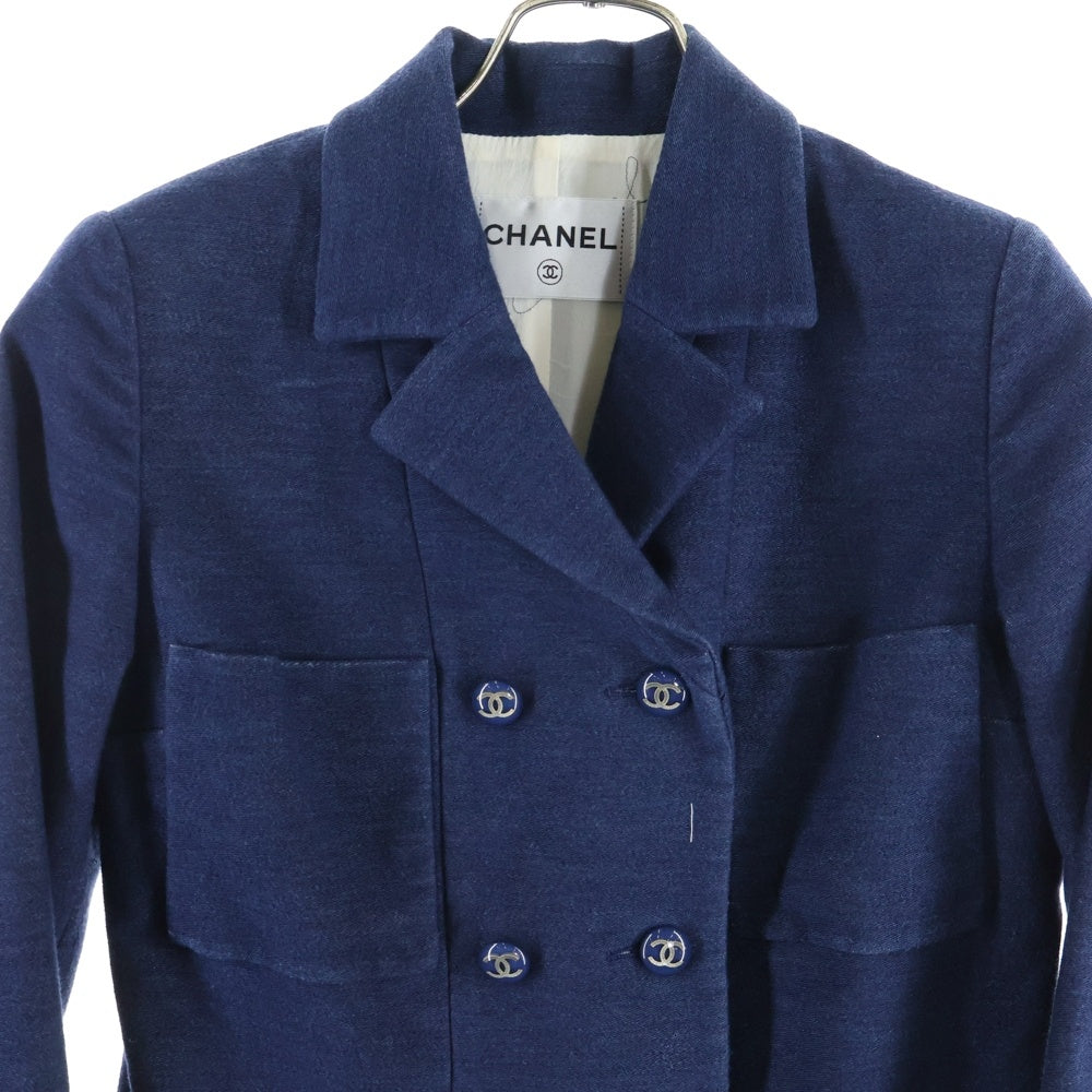 CHANEL(シャネル) 裏地ロゴ コットン ワンピースジャケット P53462 ネイビー レディース