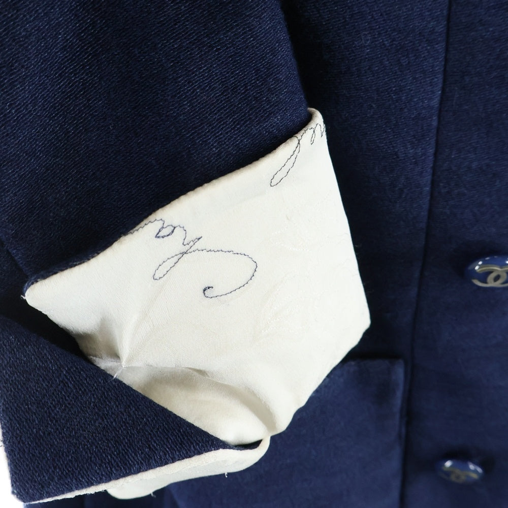 CHANEL(シャネル) 裏地ロゴ コットン ワンピースジャケット P53462 ネイビー レディース