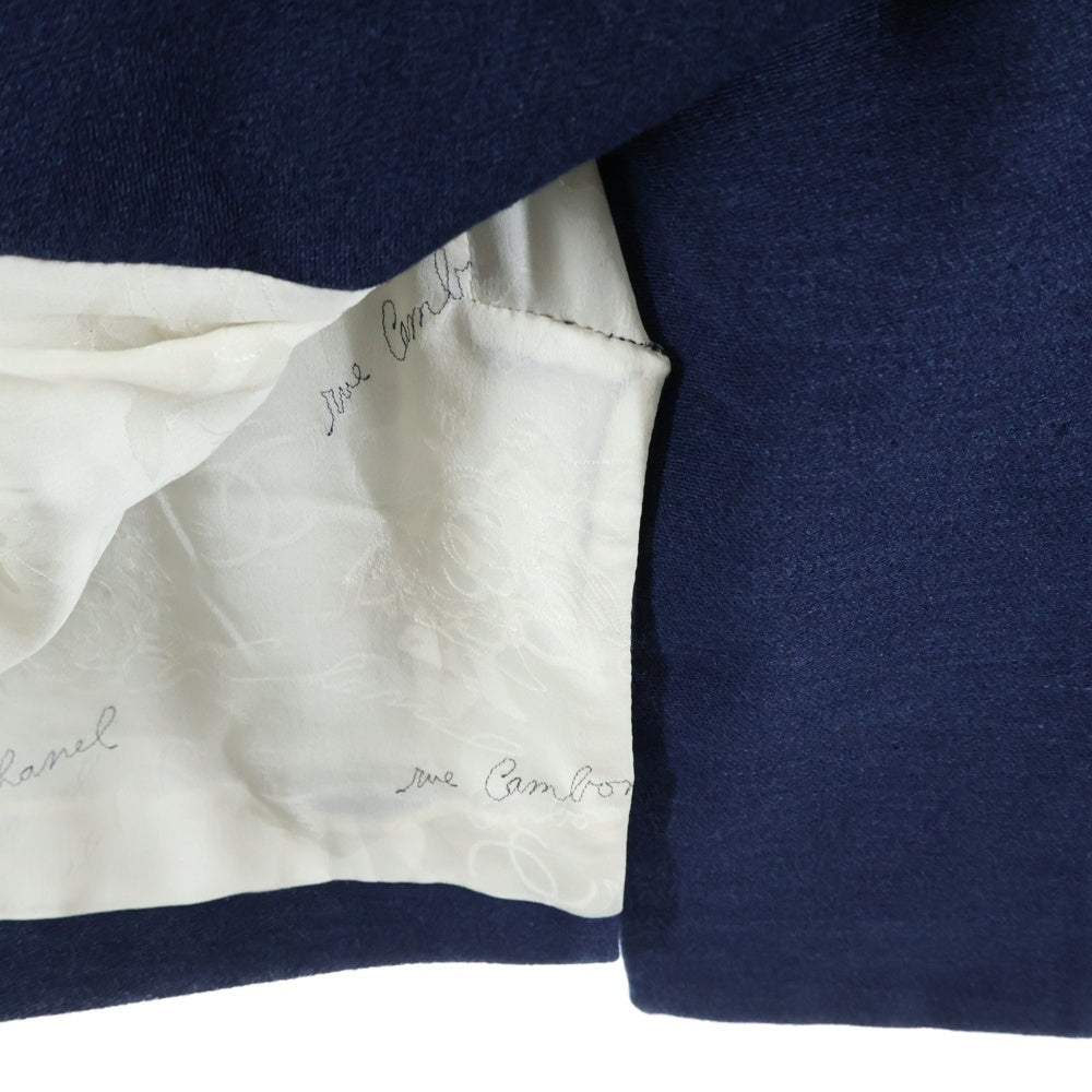 CHANEL(シャネル) 裏地ロゴ コットン ワンピースジャケット P53462 ネイビー レディース