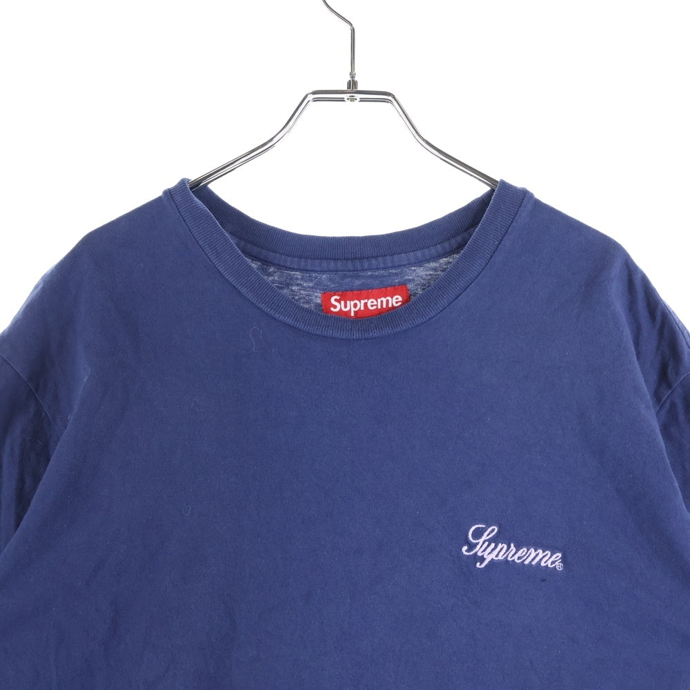 SUPREME(シュプリーム) 23AW Washed Script S/S Top ウォッシュド スクリプト クルーネック半袖Tシャツカットソー ネイビー