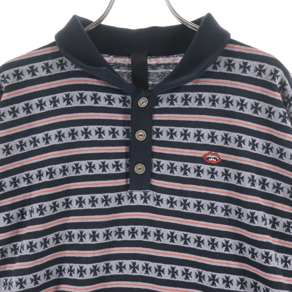 CHROME HEARTS(クロムハーツ) × マッティボーイ ワイノット チョンパー刺繍 ストライプ ポロ ロングスリーブシャツ マルチカラー